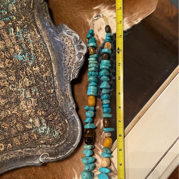 Super chunky turquoise and tigers eye necklace - Picture 2 of 4